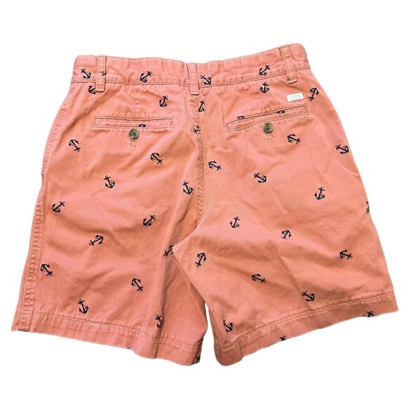 Izod men's light red shorts size 30 blue anchor print, side & back slash pockets - Picture 3 of 7